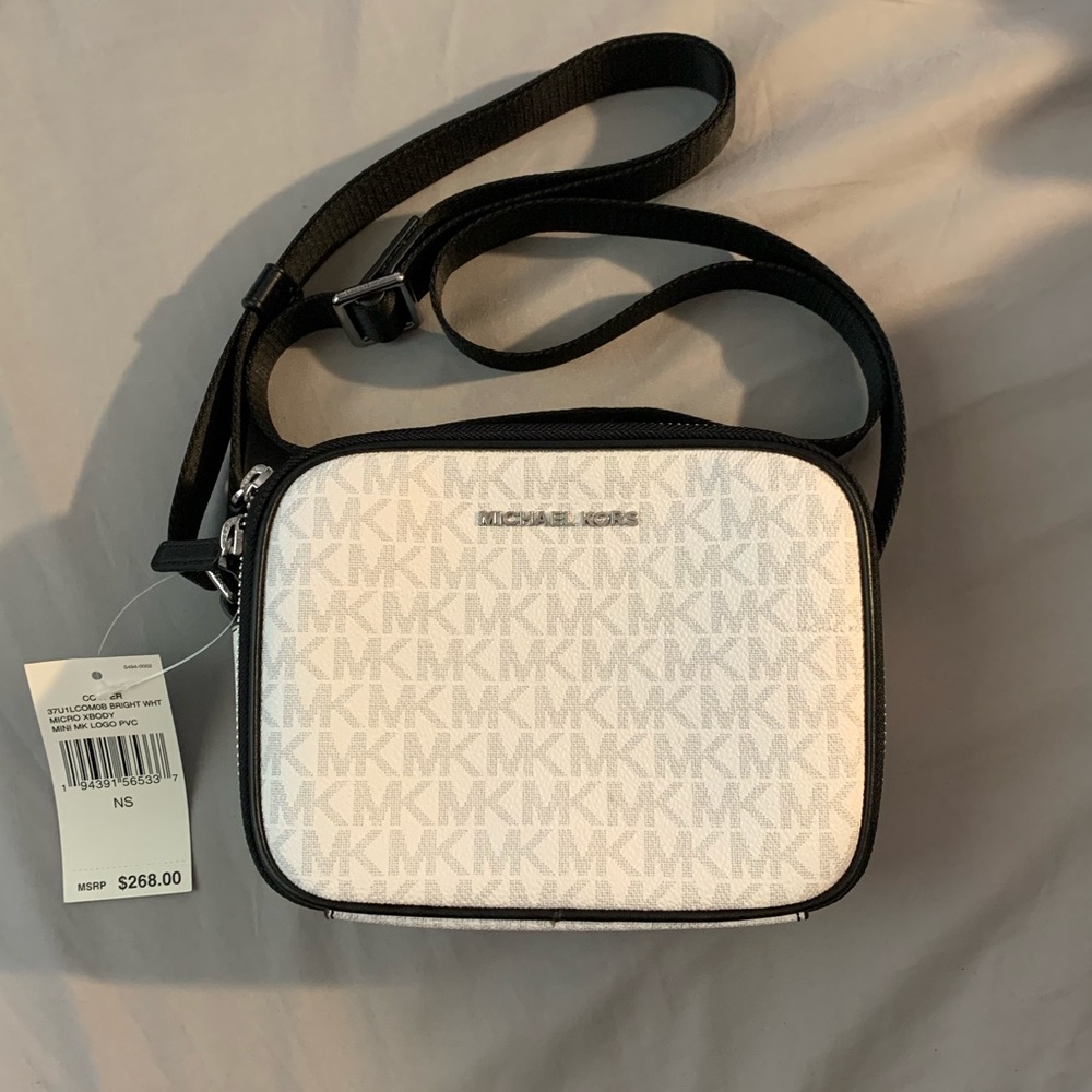 Michael Kors mini MK logo white purse